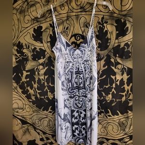 White and black floral dress size medium